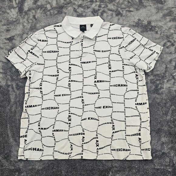 A/X Armani Exchange Polo Shirt Mens size XXL Logo all over print golfing Casual - Picture 1 of 16